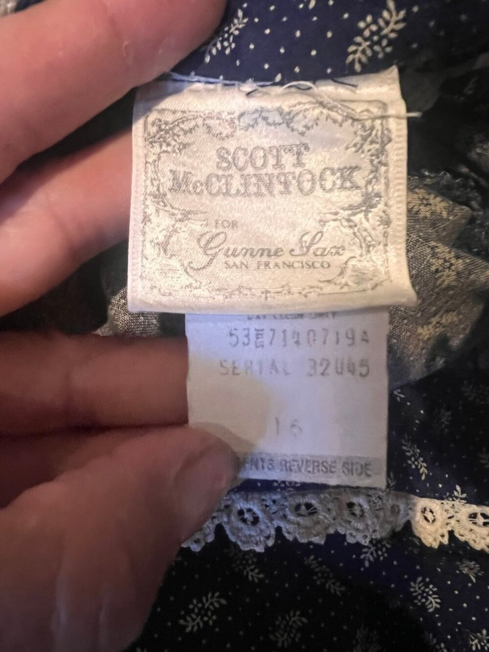 70'S SCOTT McCLINTOCK GUNNE SAX PRARIE CALICO DRESS HIGH NECK SZ XL / 16 - Picture 8 of 9
